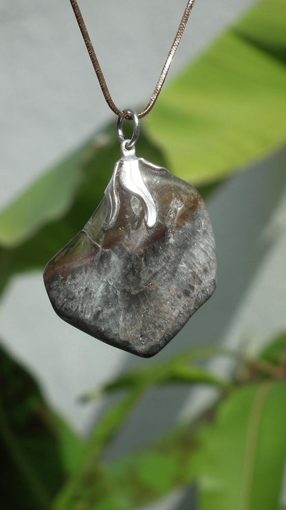 Super 7 pendant with silverplated bail, Amethyst cacoxenite