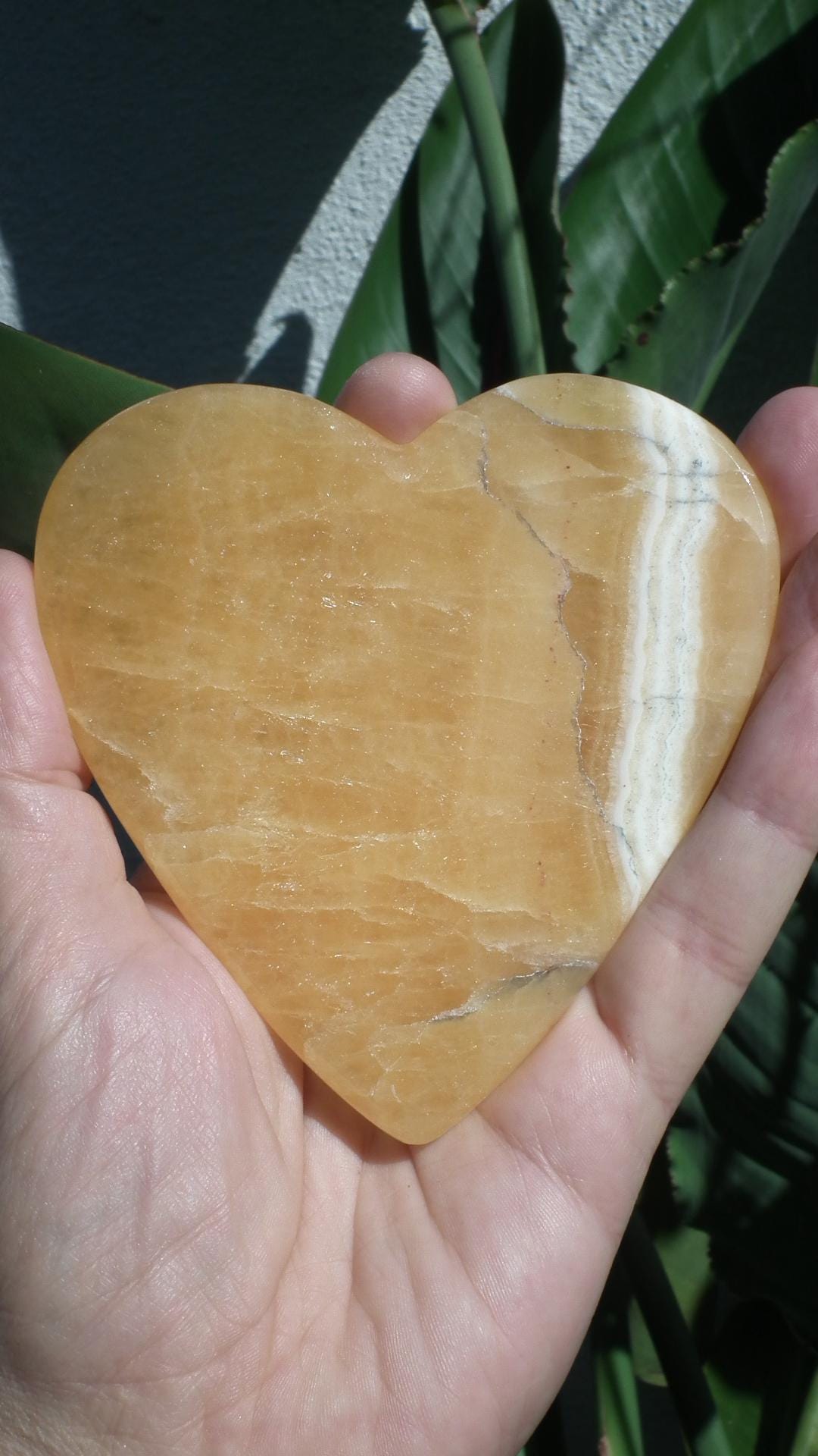 Handmade orange calcite heart