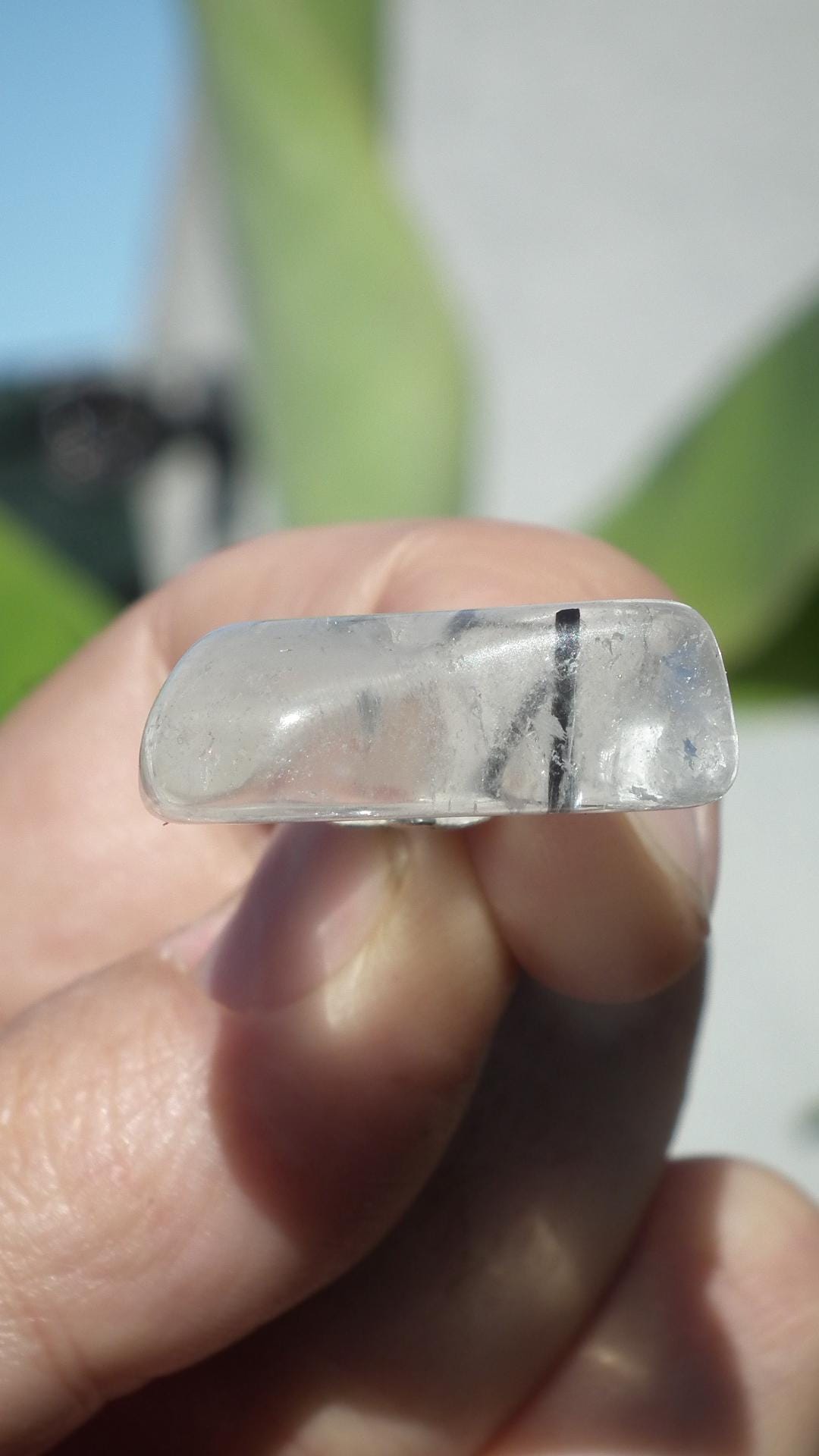 Rutilated quartz pendant silver plated bail