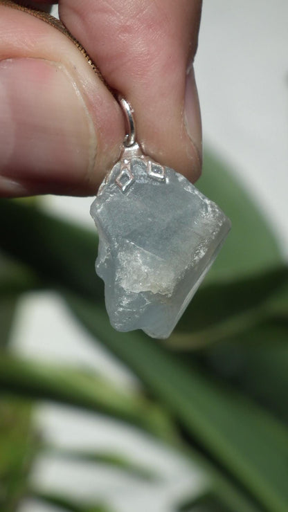 Celestite necklace / Celestite crystal / Blue celestite