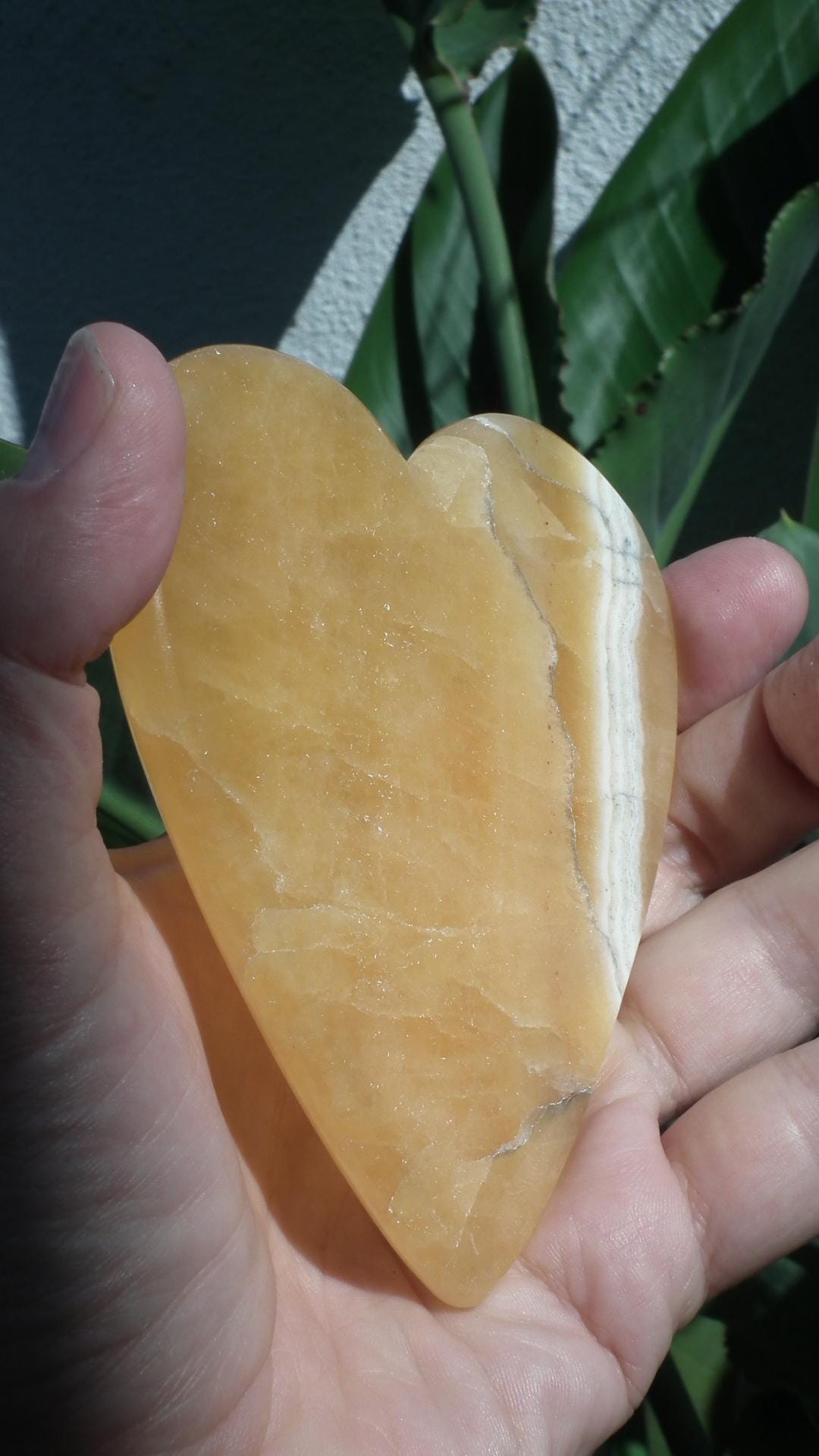 Handmade orange calcite heart