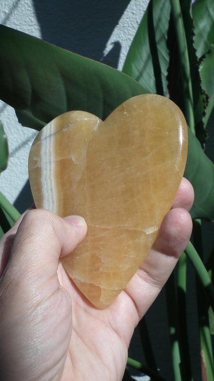 Handmade orange calcite heart