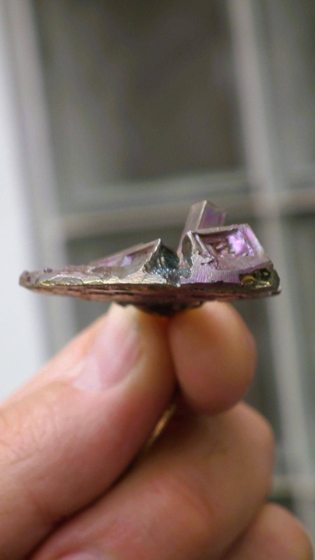 Bismuth crystal pendant with silverplated bail