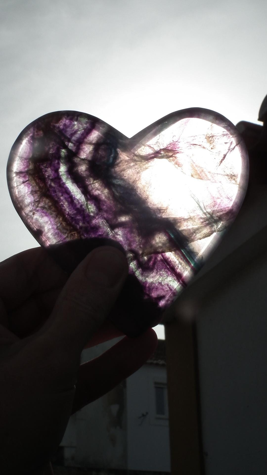 Rainbow Fluorite Heart