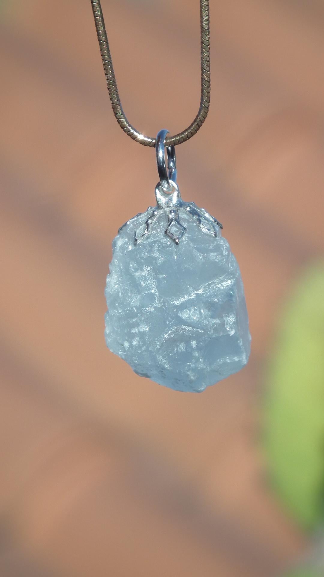 Celestite necklace / Celestite crystal / Blue celestite