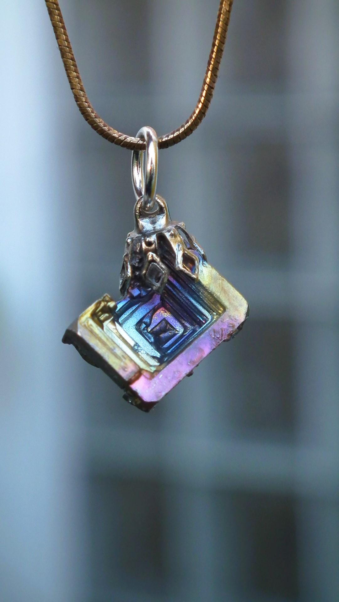 Bismuth crystal pendant