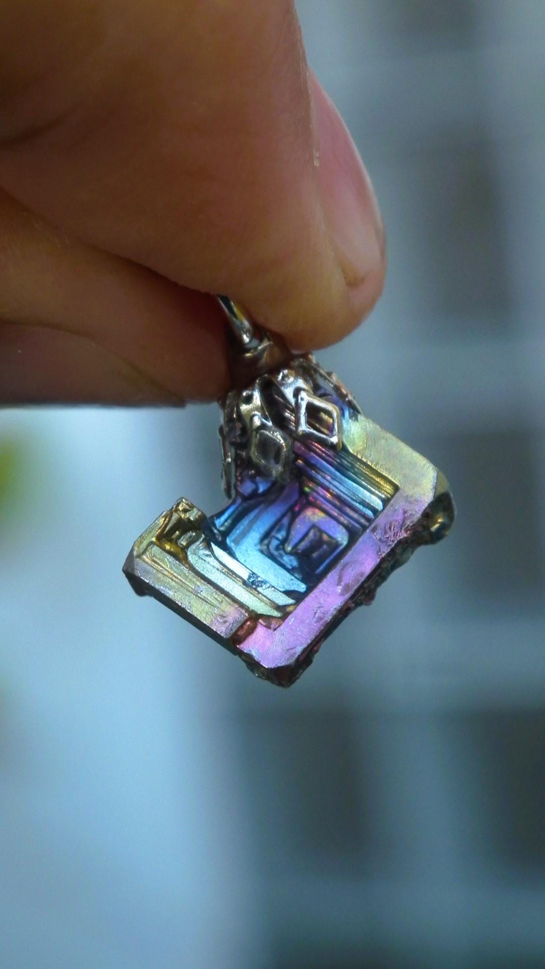 Bismuth crystal pendant