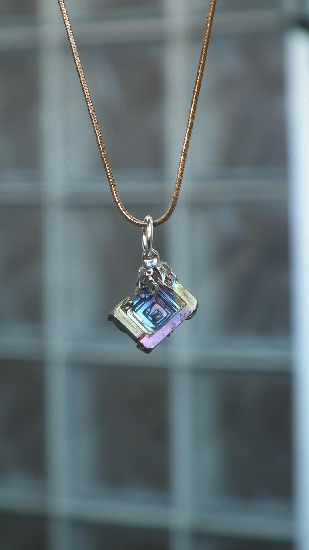 Bismuth crystal pendant