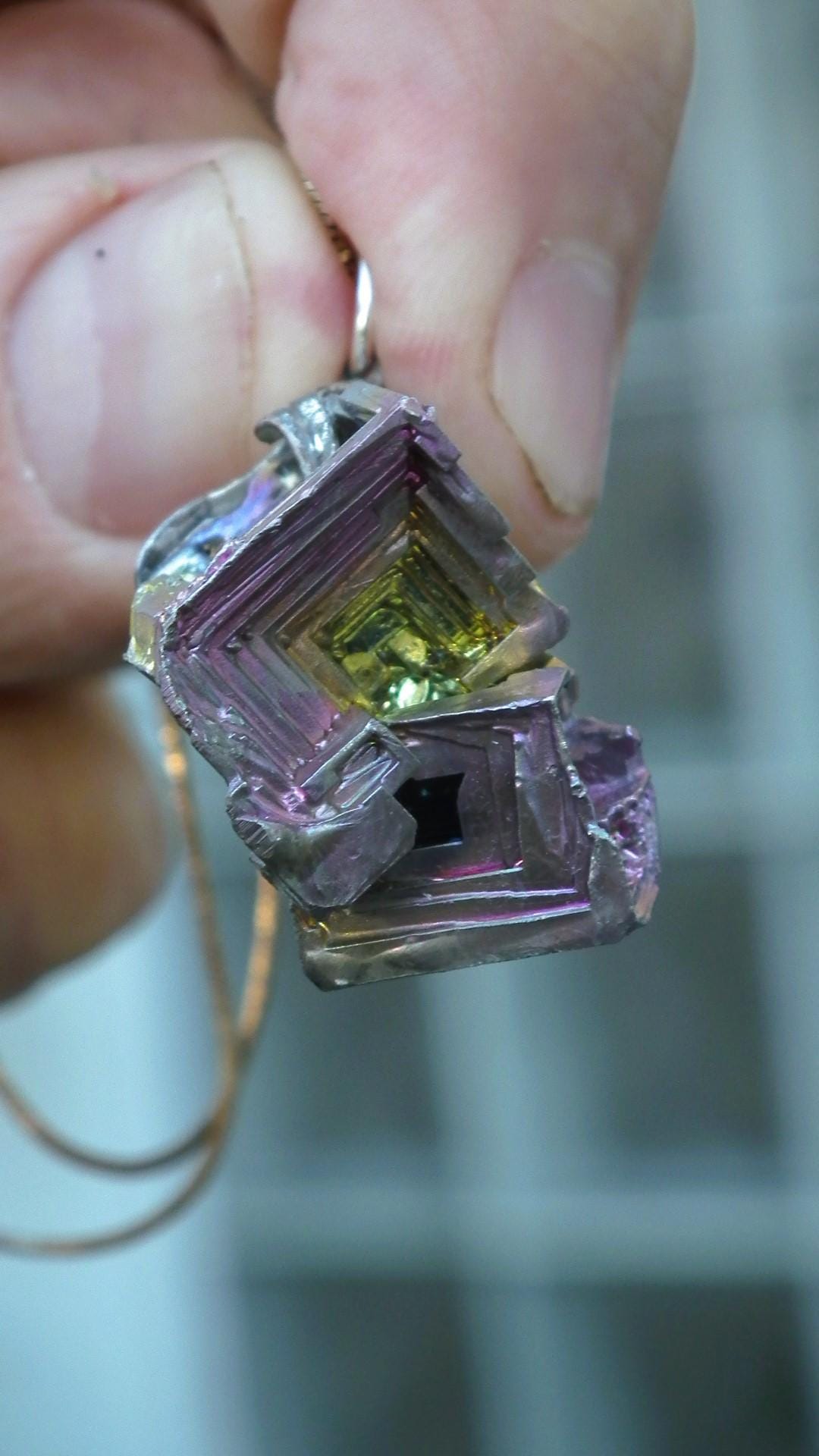 Bismuth crystal pendant