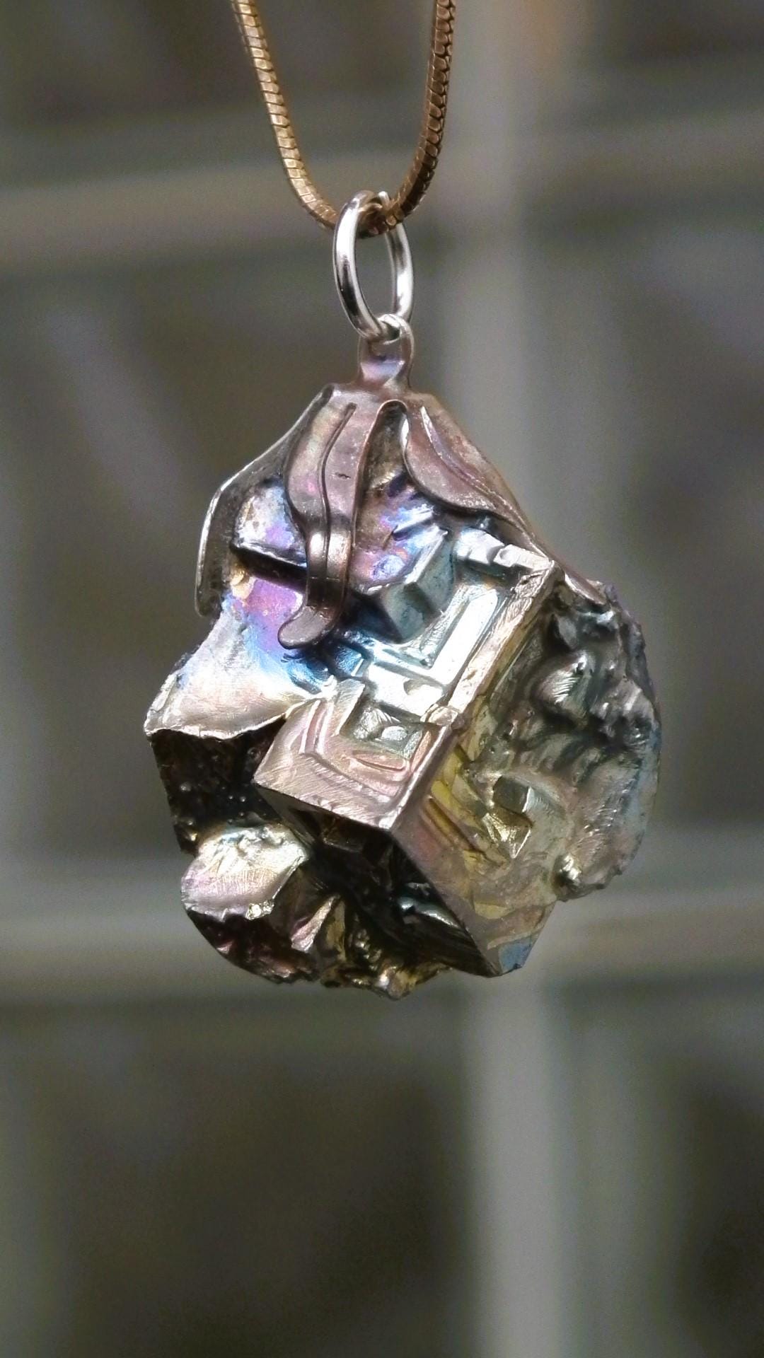 Bismuth crystal pendant