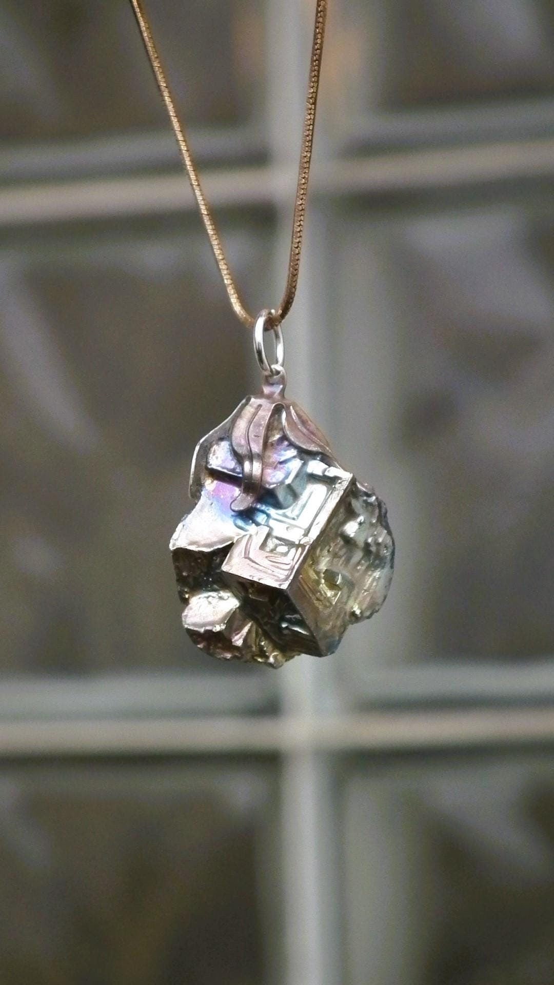 Bismuth crystal pendant