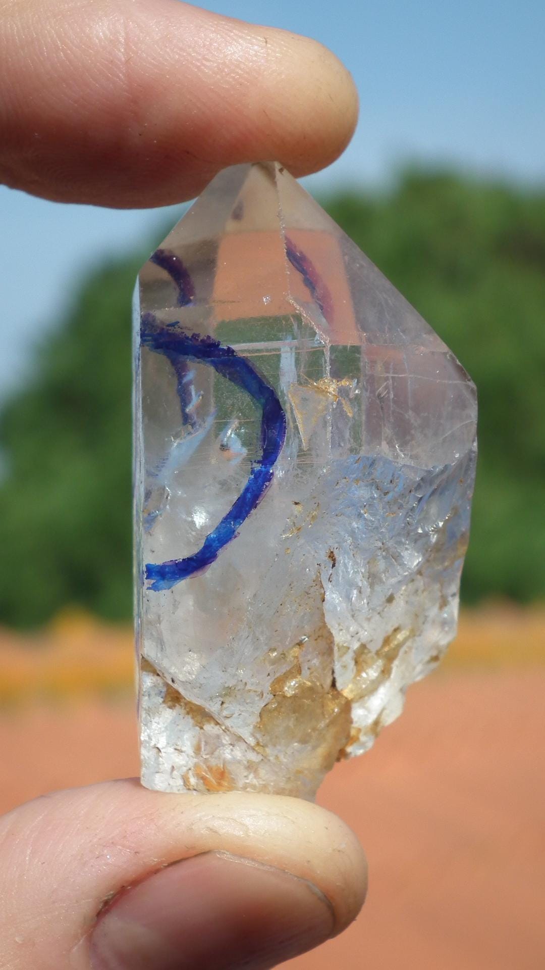 Double terminated enhydro quartz