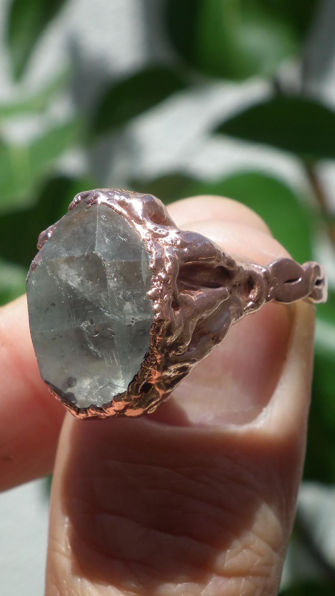 Electroformed Copper Herkimer diamond ring