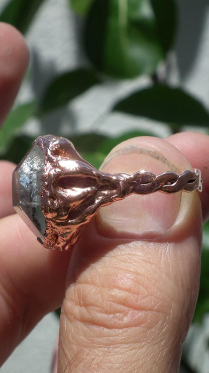 Electroformed Copper Herkimer diamond ring