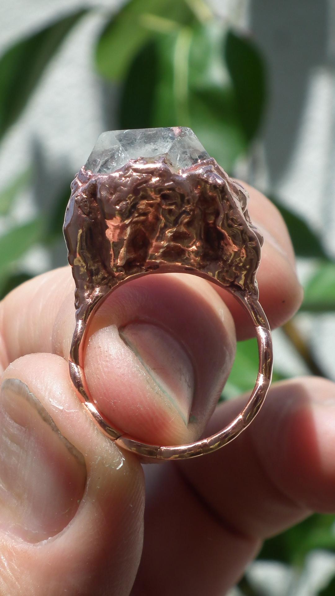 Electroformed Copper Herkimer diamond ring