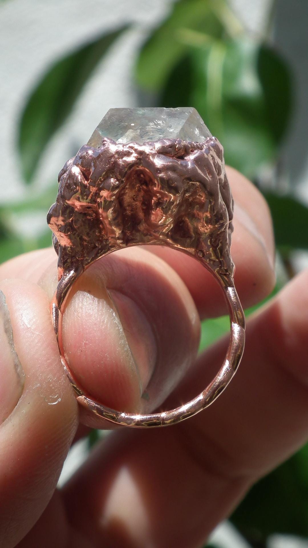 Electroformed Copper Herkimer diamond ring