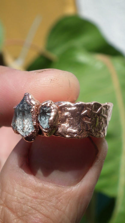 Electroformed Copper Herkimer diamond ring