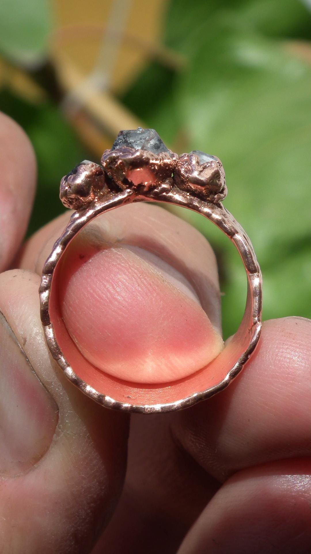 Electroformed Copper Herkimer diamond ring
