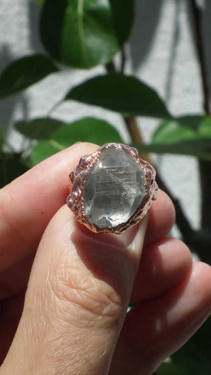 Electroformed Copper Herkimer diamond ring