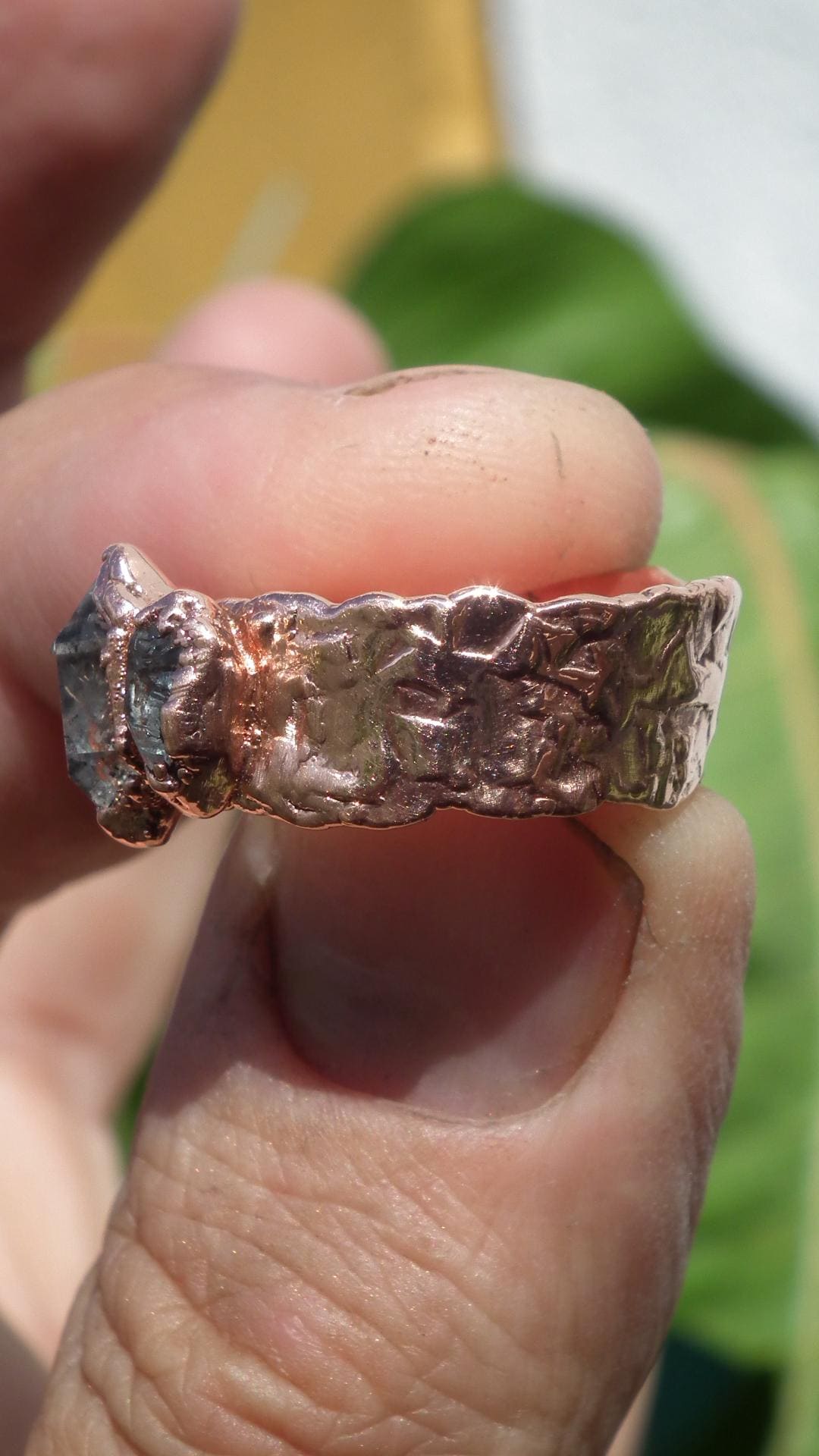 Electroformed Copper Herkimer diamond ring