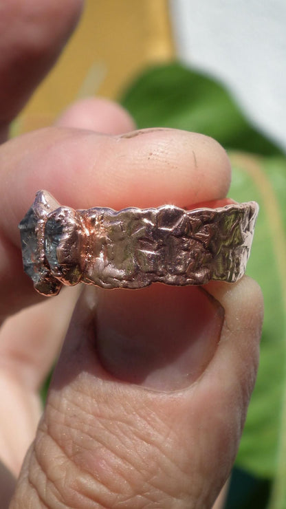 Electroformed Copper Herkimer diamond ring