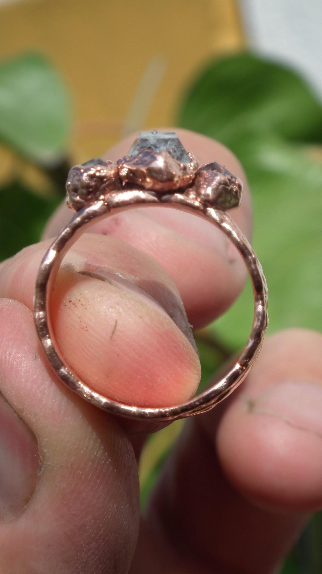 Electroformed Copper Herkimer diamond ring