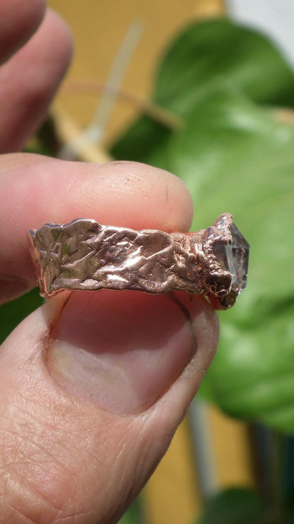 Electroformed Copper Herkimer diamond ring