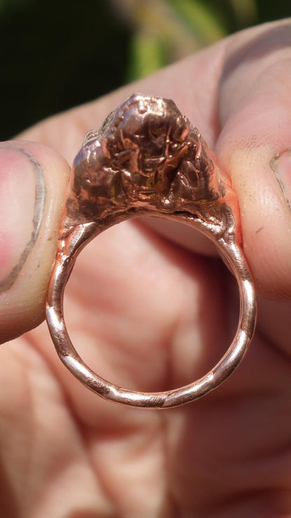 Enhydro crystal ring // Uv reactive crystal // Golden enhydro // Electroformed Copper