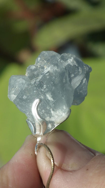 Celestite necklace / Celestite crystal / Blue celestite