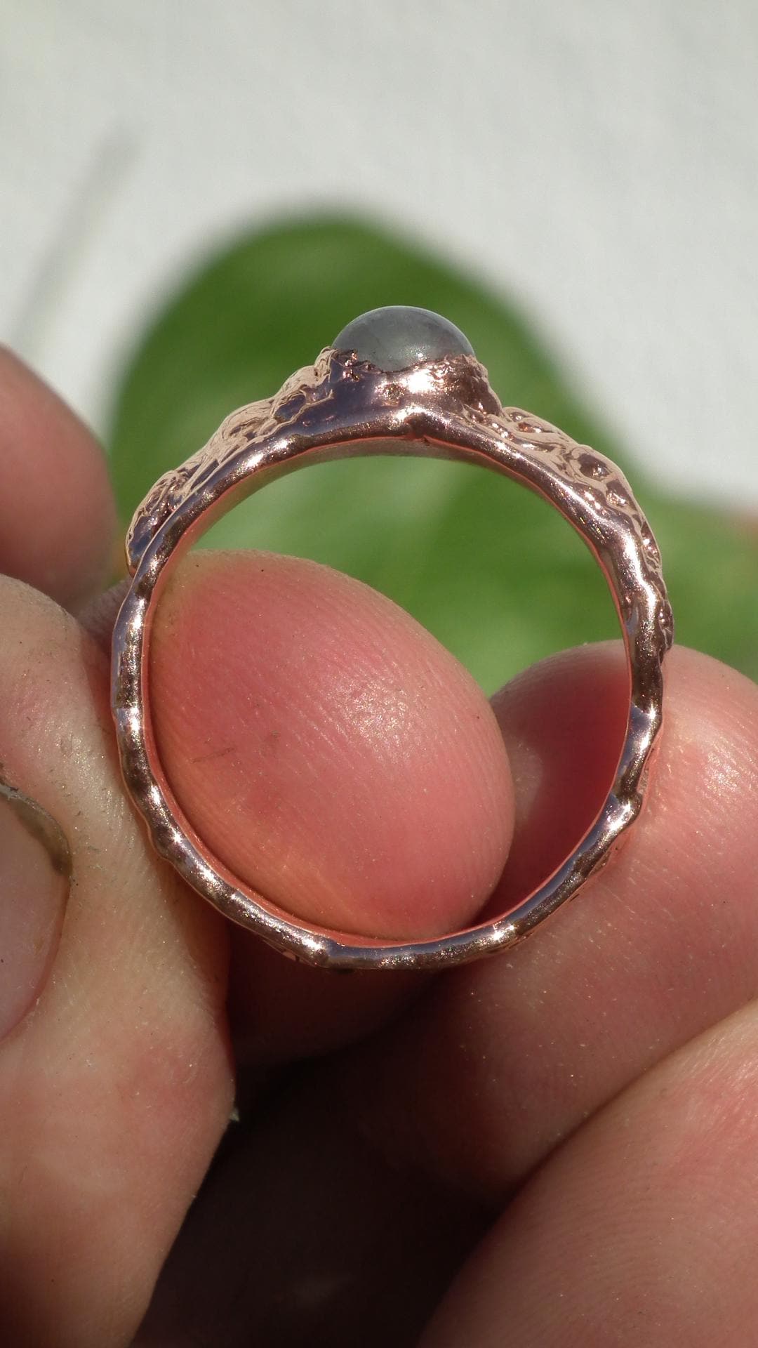 Moonstone ring // Electroformed copper