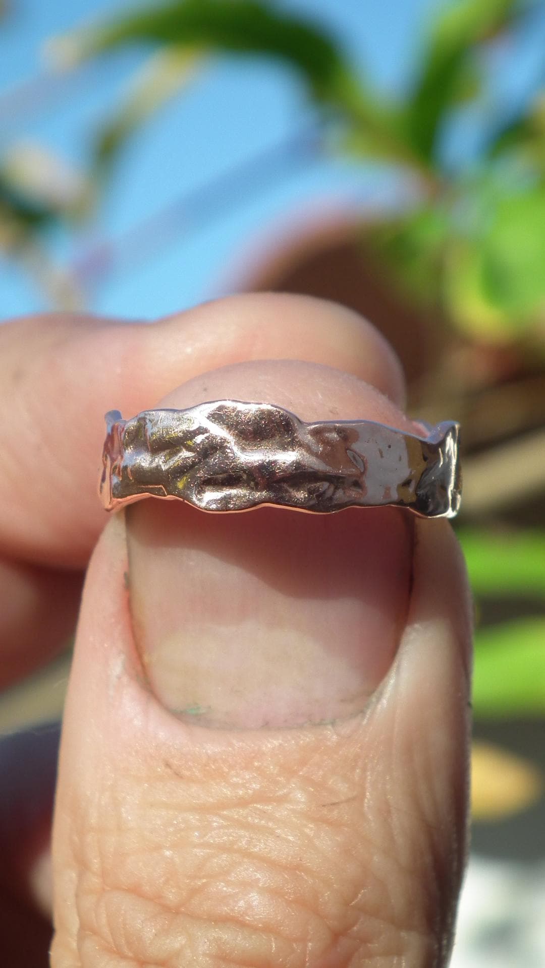 Moldavite ring / Electroformed Copper