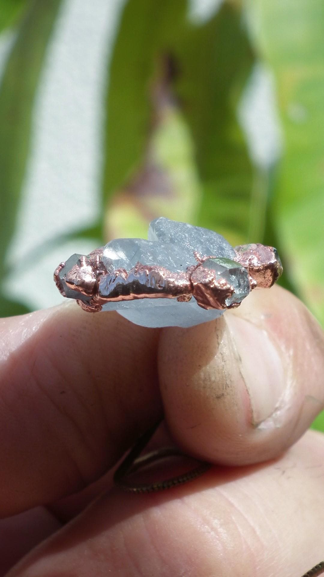 Celestite necklace with Herkimer diamond