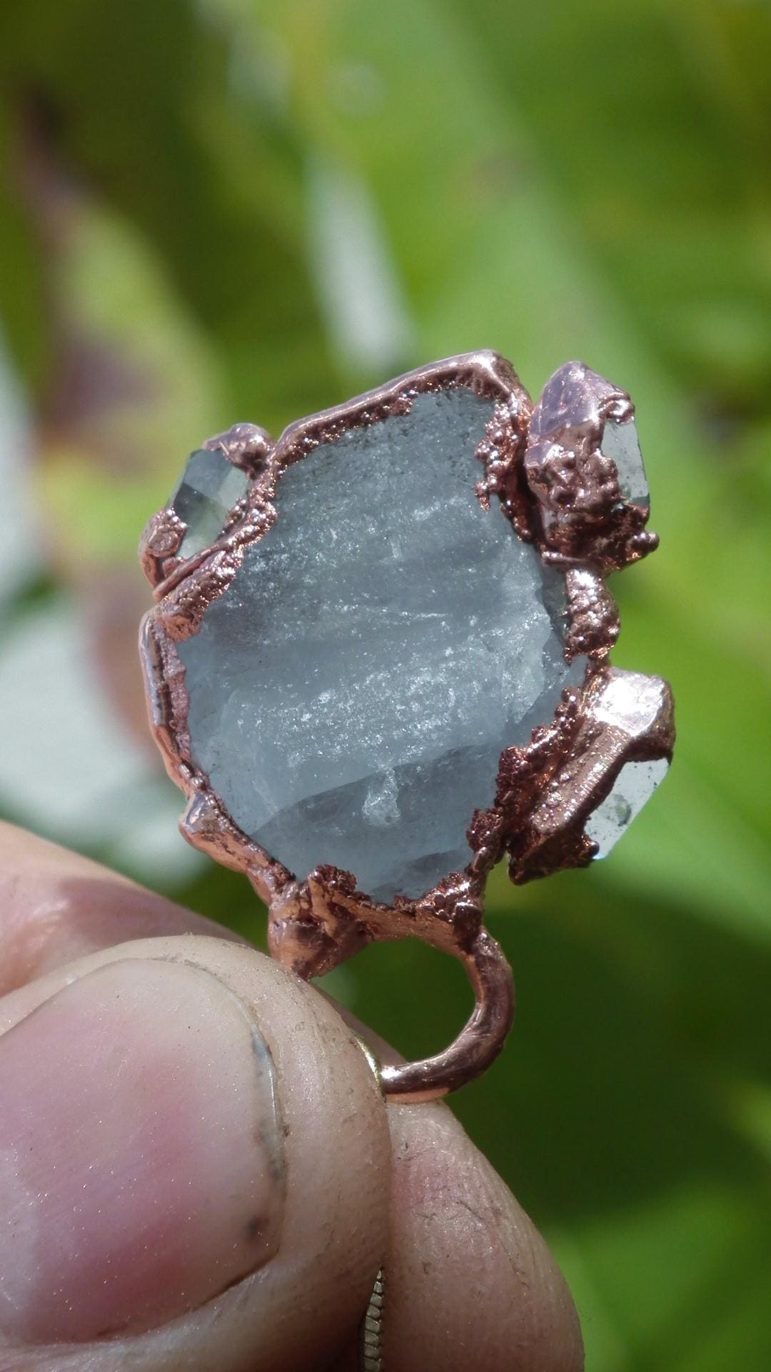 Celestite necklace with Herkimer diamond
