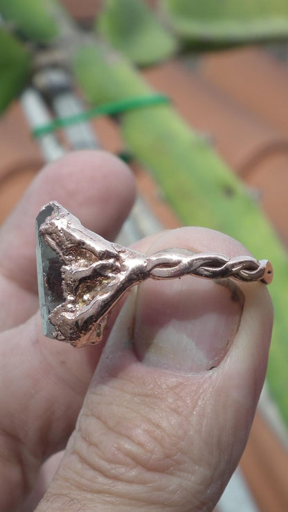 Enhydro crystal ring // Uv reactive crystal // Golden enhydro // Electroformed Copper