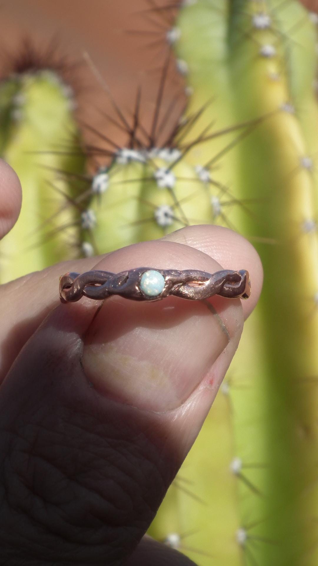 Handmade Copper ring with australian opal