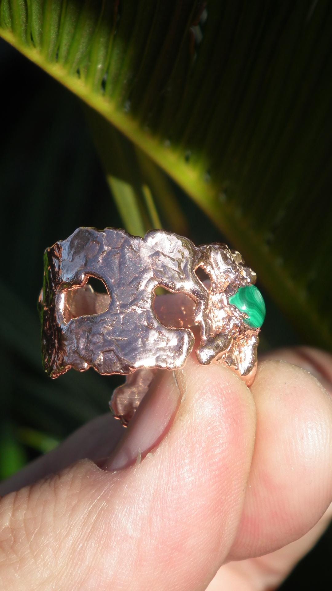 Malachite ring // Electroformed copper
