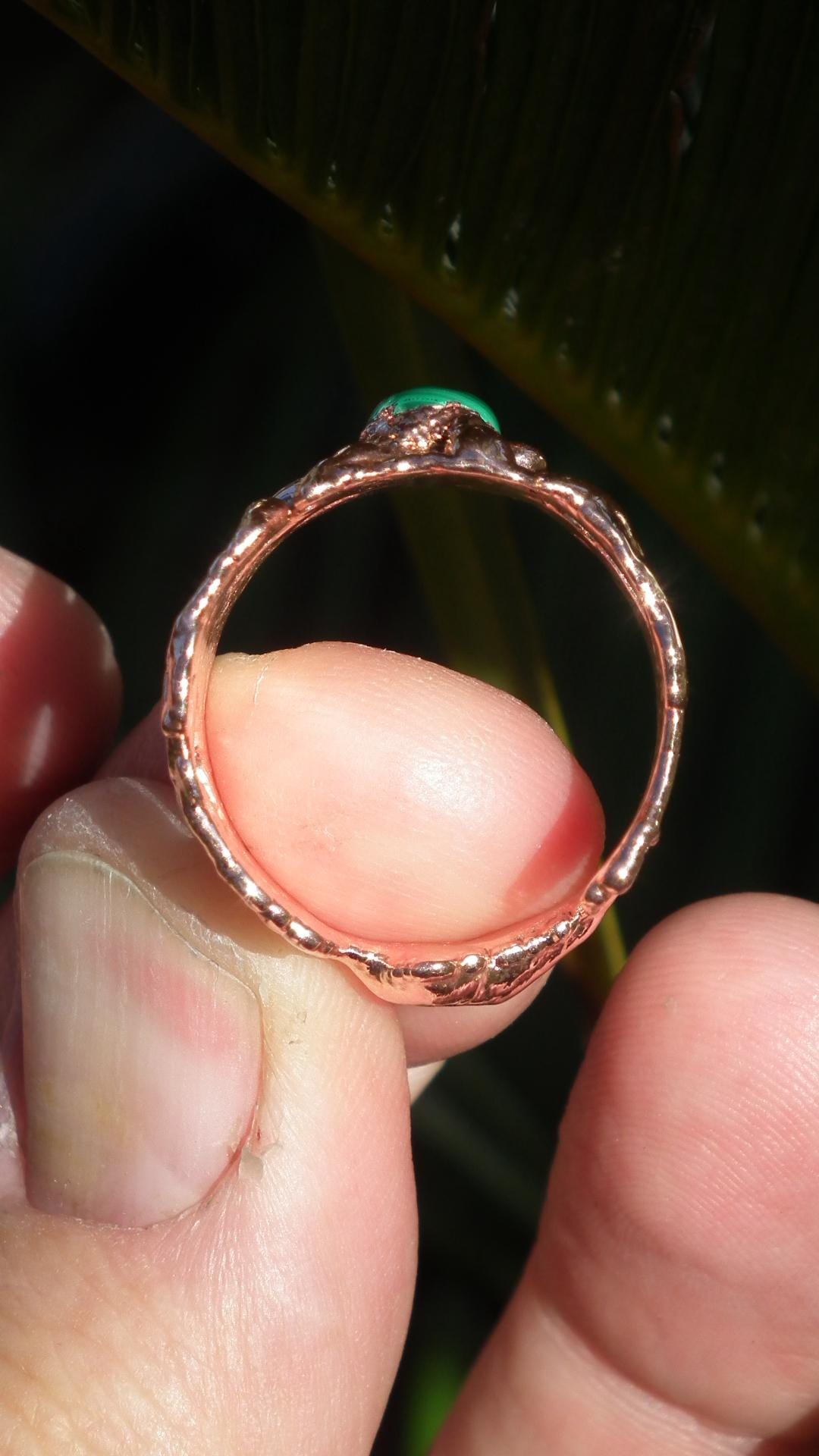 Malachite ring // Electroformed copper