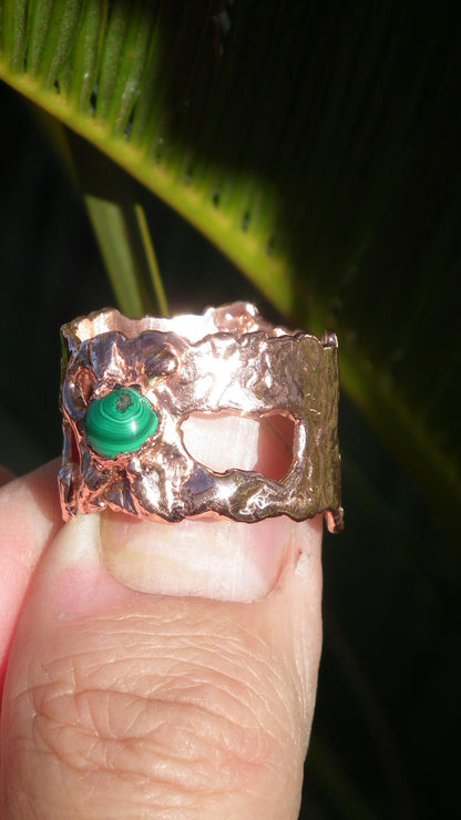 Malachite ring // Electroformed copper