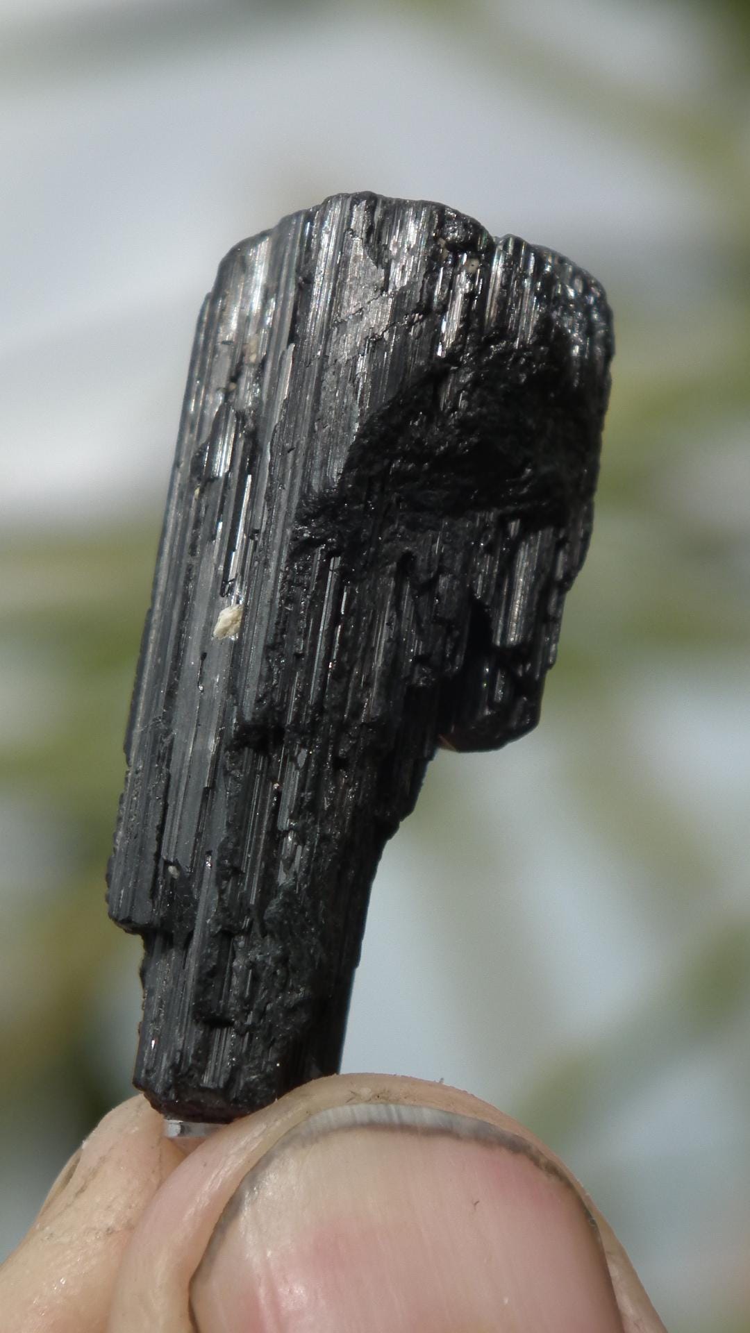 Raw black tourmaline necklace // Wax chain