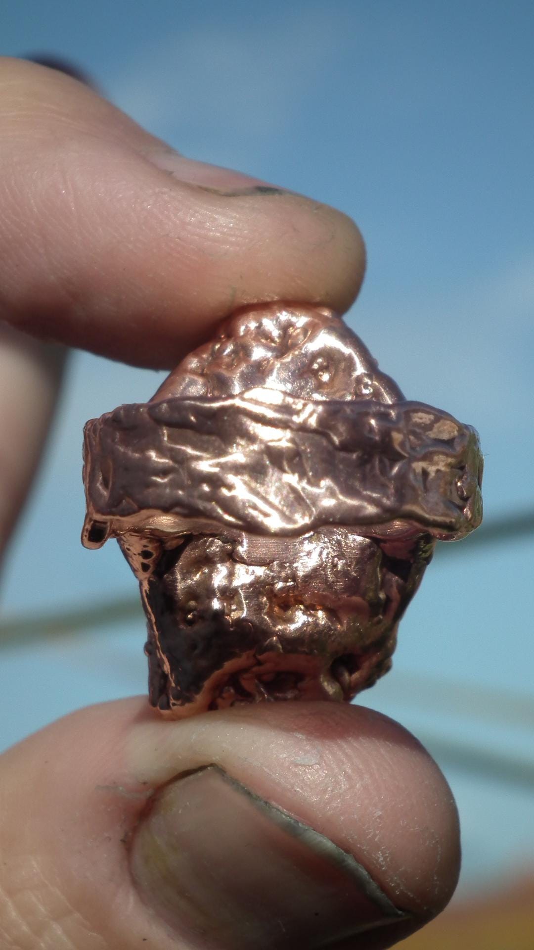 Enhydro crystal ring // Uv reactive crystal // Golden enhydro // Electroformed Copper