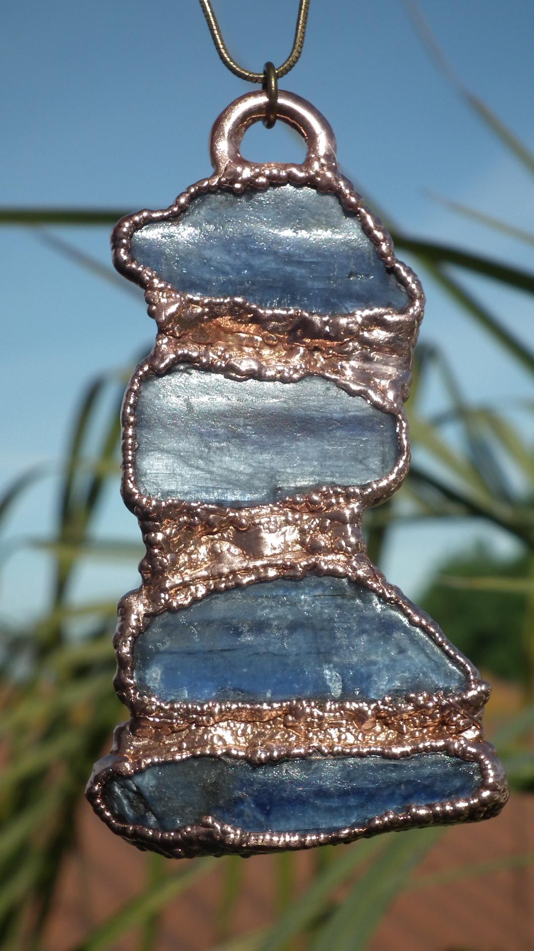 Blue kyanite pendant Electroformed Copper