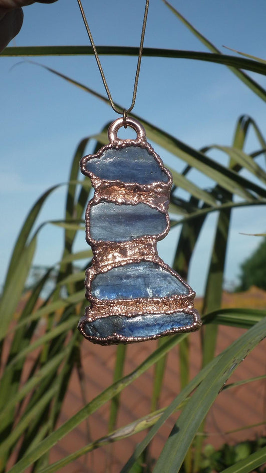Blue kyanite pendant Electroformed Copper