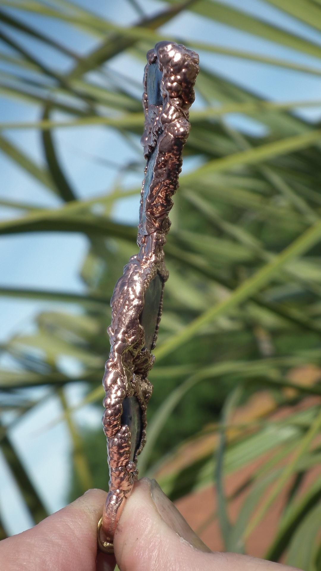 Blue kyanite pendant Electroformed Copper