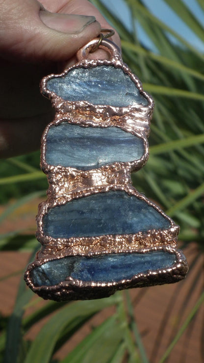 Blue kyanite pendant Electroformed Copper