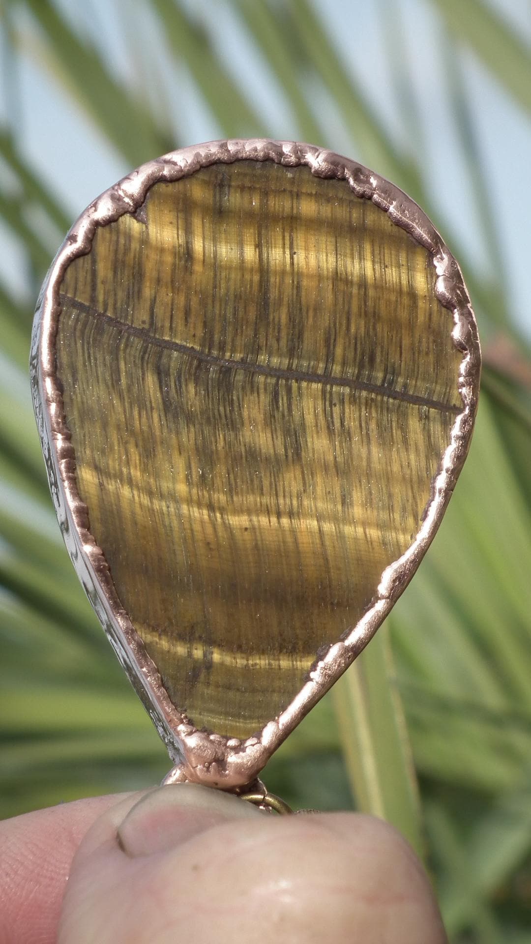 Tigers eye necklace Electroformed copper