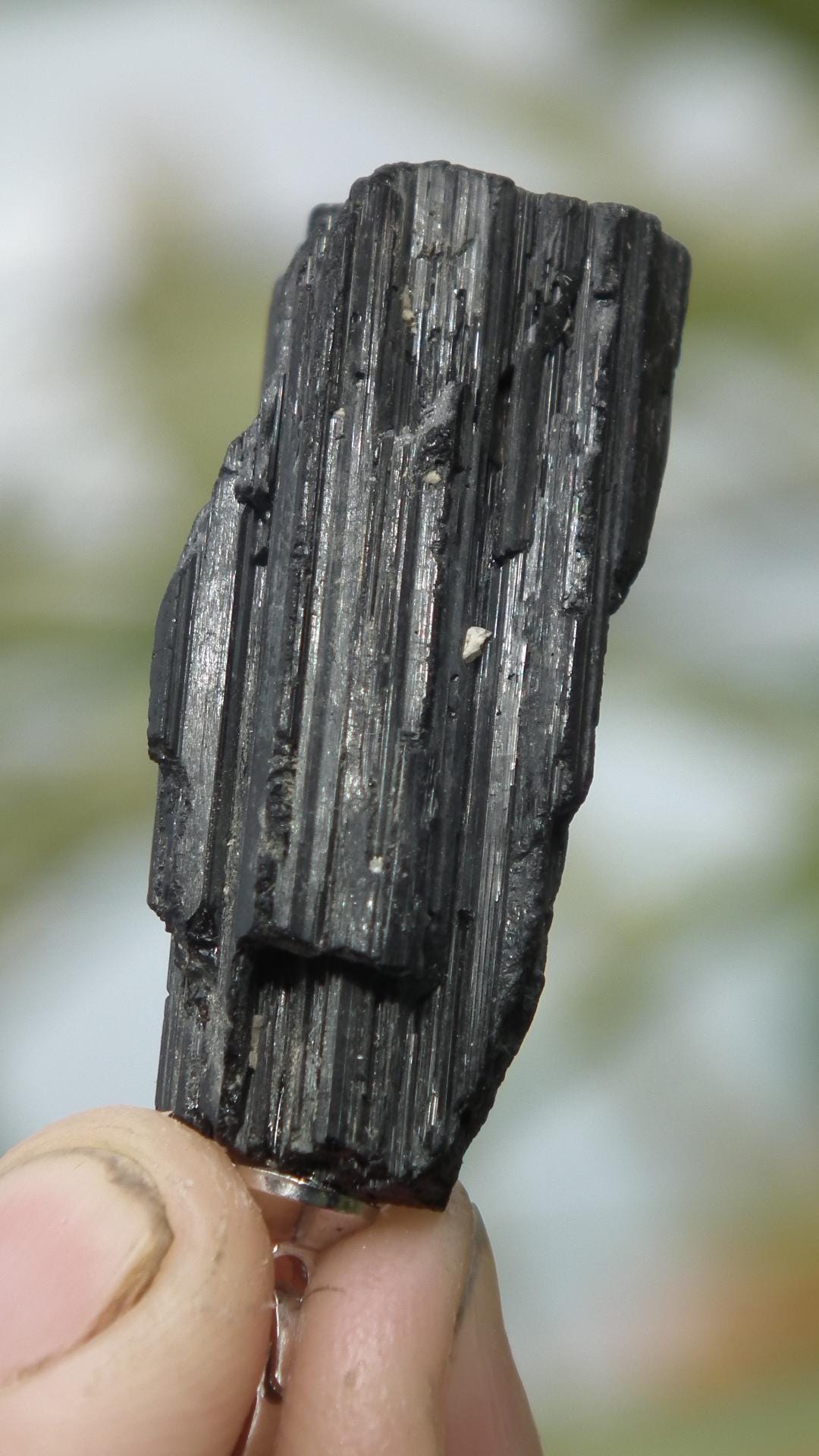 Raw black tourmaline necklace // Wax chain