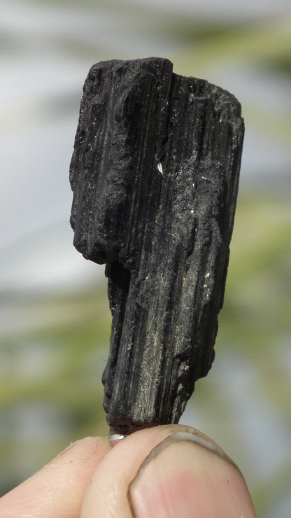 Raw black tourmaline necklace // Wax chain