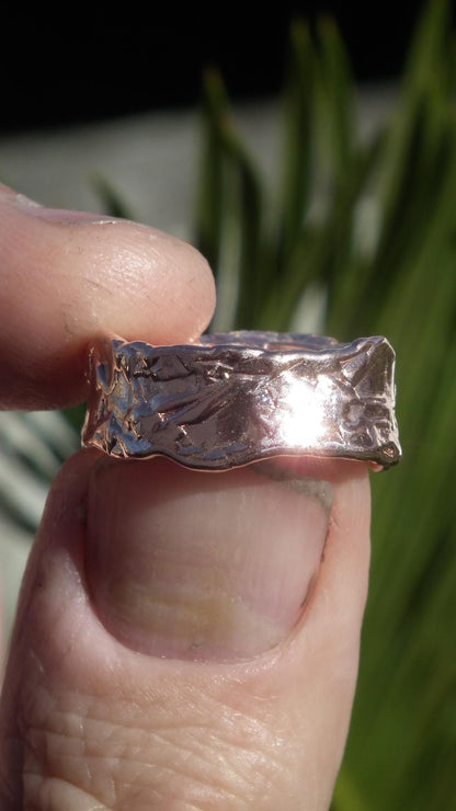 Electroformed Copper celestite ring / rough celestite