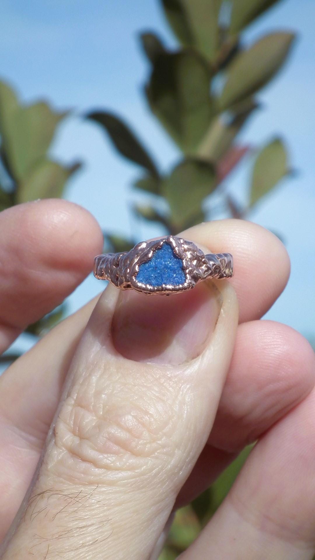 Electroformed Copper rough Lapis Lazuli ring