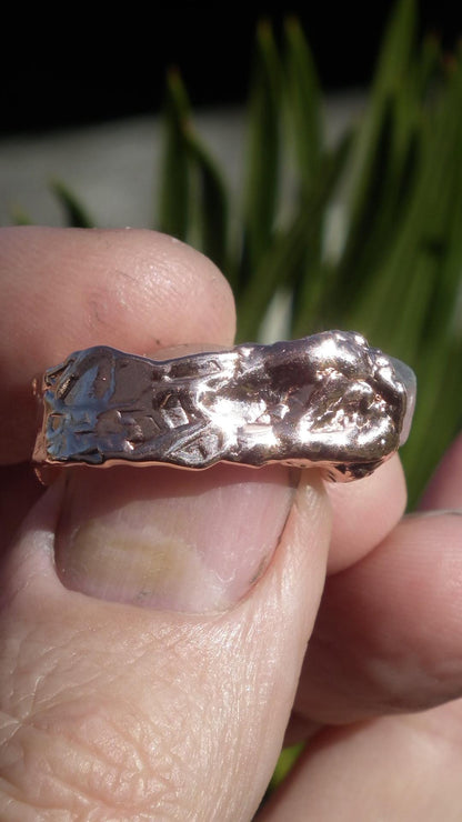 Electroformed Copper celestite ring / rough celestite